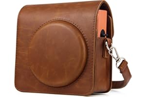 Berfea Etui na aparat kompatybilne z Fujifilm Instax SQUARE SQ1 Retro Pu Camera pokrowiec ze skóry PU z regulowanym paskiem na ramię