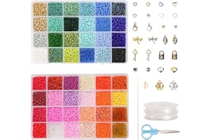 LIPJISL 16000 Stück 3mm Perlen zum Auffädeln Perlen Set DIY Armbänder Perlen Charms Kit Mächen DIY Glasperlen Set für Kinder Geschenke Feiertage Geburtstage Partys