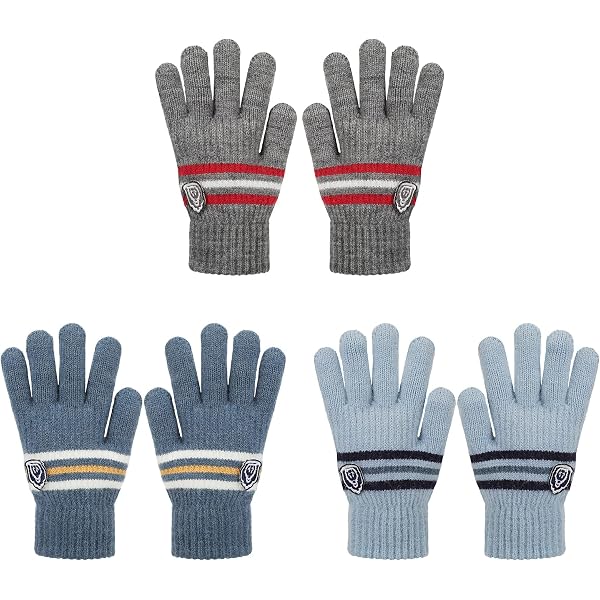 Gants Hiver Enfants TAGVO - Lot 6 Paires - Laine/Acrylic - Poignets Côtelés - Pour 5-13 Ans - Multicolore