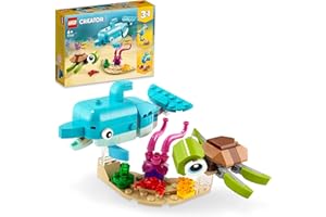 LEGO Creator 3 in 1 Delfino e Tartaruga, Set con Animali Marini, Cavalluccio e Lumaca di Mare, Giocattoli per Ragazze e Ragazzi dai 6 Anni in su 31128
