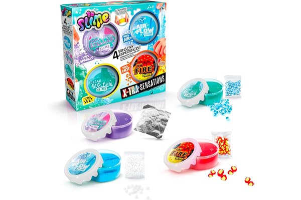 Canal Toys - So Slime - Xtra Sensations – Coffret Slime & Textures DIY – Lot Multicolore de 4 Slimes & Décorations – Effets Sensoriels, Créativité & Jeu - Cadeau Enfants - Dès 6 Ans - SSC 308