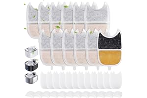 LIAILA 12 Filtro Fuente para Gatos para FEELNEEDY 4L (para YPD-C004), 12 Esponjas Prefiltro y 12 Esponjas Bomba, Filtros Fuente Agua Gatos, para Gato con Sensor de Movimiento
