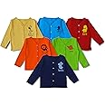 minicult Cotton Unisex Front Open Full Sleeve T-Shirt with snap Buttons and Cute Prints Combo Pack