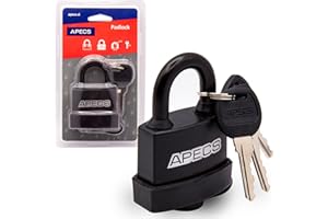 APECS Kłódka odporna na warunki atmosferyczne, do użytku na zewnątrz, z 3 kluczami, zamek wiszący 47 mm, zamek do piwnicy, zamek do kontenera, zamek bezpieczeństwa PDR-50-45