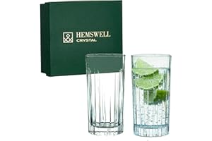 Hemswell Crystal Lot de 2 verres à mojito en cristal taillé - Solides et robustes - Idéal pour les cocktails - Verres hauts élégants - Verre en cristal joliment équilibré - Design Arran - 400 ml