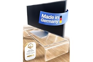 semper plastic Acrylglas Monitorständer transparent aus deutscher Herstellung - Exklusive Monitorerhöhung aus 10mm Acrylglas - Premium Bildschirmständer - deutsche Handarbeit