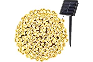BrizLabs Guirlande Lumineuse Exterieur Solaire, 20M 200 LED Guirlande Solaire Intérieur Étanche 8 Modes Lumière Lampe Décoratives pour Jardin Patio Arbres Clôture Maison Noel Mariage (Blanc Chaud)
