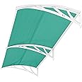 Blisswood Outdoor Door Canopy Rain Shelter Awning Canopy Waterproof Window Roof Cover for Front & Back Door Porch Canopy Rain Protector Polycarbonate Roofing Sheets Awning (190 x 100 cm, Green)