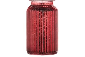 Wrenbury Sparkly Red Vase for Flowers Large - Christmas Splatter Wide Neck Coloured Glass Vase 18.5cm - Ruby Red Home Decor and Ornaments - Unusual Decorative Jar