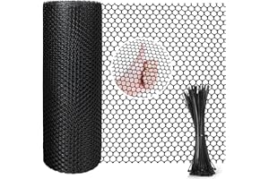 YOUMORO Chicken Wire Mesh Roll Plastic Mesh Fencing Chicken Wire Reusable Strong Wire Fencing Poultry Breeding Netting Garden Balcony Mesh Fencing For Home Decorate And Gardening (Black, 3m)