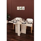 ASRA TREND Sidon Desen KM-32 Ultra İnce Katlanır Masa 133x60 cm 17 cm Kapalı Genişlik 6 Kişilik Yer Tasarrufu Sağlayan Yemek 