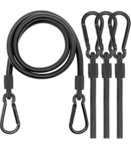 2 Sangles élastiques Bungee Avec Crochets - Cordon Robuste En Polyester Noir - Neuf Sous Emballage