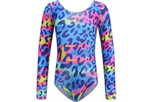 AUBIG Mädchen Turnanzug Lange Ärmel Kinder Gymnastikanzug Leotards Glanz Ballettanzug Tanz Abnutzungs Bodysuit 5-12 Jahre