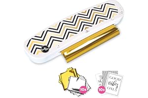 Crafts&Co® Hot Foil Applicator | Include 5 Lamine d'Argento e 5 d'Oro, 10 Cartoncini Stampati A6 + 1 Cartellina Trasparente | Blanco