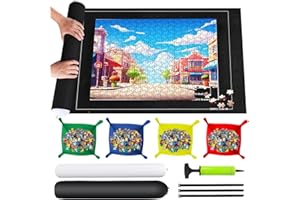 TNOMSNO Puzzle 2000 Teile, Puzzle Roll Storage Mat 2000 1500 1000Teile Puzzle Matte, Tragbare Puzzles Mat Puzzleteppich 120x80cm, Schwarz