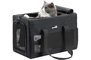 pecute Sac de Transport pour Chat, Cadre Ultra Stable, Pliable, Sac Transport Chat Chien Portable, Écurie Sac de Transport pour Animaux de Compagnie Gris Foncé