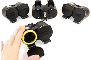 HAFEEHOO Vertrieb Feuchtraumsteckdose SCHUKO Kupplung Schuko Schukokupplung Schuko-Kupplung 220V IP44 Schutzkontaktkupplung Deckel 732 (2 Stück)