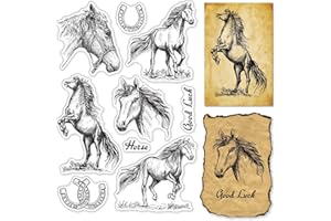 CRASPIRE Caballos Sellos Transparentes Caballos En Forma de U Pezuñas Sello Transparente Sello de Goma para Álbumes de Recortes Cumpleaños Álbum de Fotos Tarjeta de Acción de Gracias