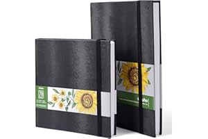 Ohuhu 2-Pack Alcohol Marker Sketchbook Set - 200GSM Heavyweight Paper, 156 Pages (78 Sheets), Hardcover Sketchbook with Premium PU Cover, Acid-Free Art Book - A4 & Square (21x21cm)