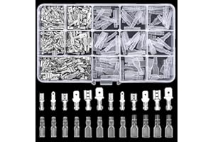 woshilaoDS Set di 360 terminali a crimpare, connettori piatti, 2,8 mm 4,8 mm 6,3 mm, maschio & femmina, con guaina isolante, connettori elettrici a crimpare, connettori piatti
