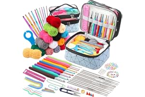 ENCHOL 122Pcs Beginner Crochet Kits, Crochet Sets with Yarn, Complete Crochet Kits with Accessories for Beginners and Professionals, Crochet Kits fo DIY Handicraft Knitting Projects