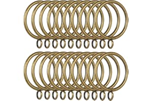 FWEEK 50 Pack 38mm Matte Gold Metal Curtain Rings with Hooks - Smooth Glider Curtain Rail Hanging Rings fit Rods up to 35mm Diameter