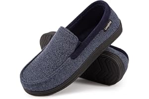 LongBay Herren Memory Foam Mokassin Hausschuhe Plüsch Fleece Haus Slipper in Indoor Outdoor Schuhe