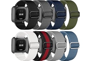 Zspoly 8 Stück Armband Kompatibel mit Fitbit Versa 2 Armband/Fitbit Versa Damen Herren, Verstellbares Dehnen Nylon Sport Ersatzarmband für Fitbit Versa 2/Versa/Versa Lite/SE