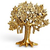 Shineyou Solid Metal Brass Finishing Kalpavriksha Tree 7.5 Inch | Vastu Tree of Life for Wealth & Prosperity | Premium Home D