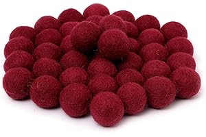 Glaciart One Filzkugeln aus Wolle, Filz Pom Poms (40 Stück) 1 Zentimeter - 0,4 Zoll, handgefertigte Reine Rumba Red-Farbe - Große Menge für Filzen und Girlanden
