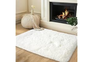 BSGIFT Teppich Hochflor Flauschig Creme 60x110 Läufer, Shaggy Langflor Teppich Wohnzimmer rutschfest für Schlafzimmer Kinderzimmer, Modern Wohnzimmerteppich Bettvorleger High-Pile Carpet