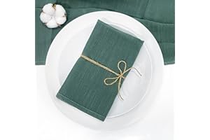 YUSHENGTAI Stoffservietten, 6er Pack Hochwertige Servietten 40x40 cm, Tischdekoration Servietten Hochzeit Geburtstag, Leinenservietten Wiederverwendbare Feiern Abendessen Cafe Restaurant, Dunkelgrün