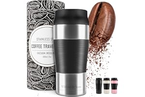 WILFORD & SONS Mug Isotherme Transportable Thermos Café & Thé en Acier Inoxydable – 360 ml | Tasse à Café Inox Double-Paroi isolée sous-vide, sans BPA, étanche, lavable au lave-vaisselle