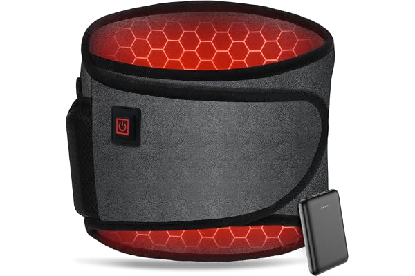 Arlierss Graphène Ceinture Chauffante Lombaire avec Batterie 5000mAh, Coussin Chauffant avec 3 Niveaux de Température, Ceinture Lombaire Chauffante avec Arrêt Automatique