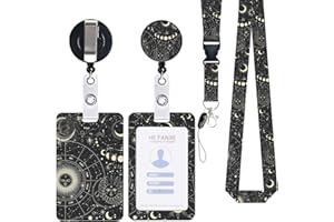 Zemolo Porte Badge de Carte d'Identification avec Cordon Tour de Cou, Porte-cartes Swivel Lobster Clasp avec Lanières Rétractables pour Cartes d'étudiant d'infirmière Clés Caméra Etoiles