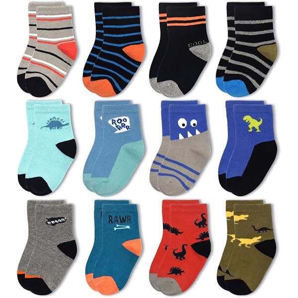Jefferies Socks Kids Socks, 9 Pack Crew Dress Fashion Striped Socks Sizes XS - M