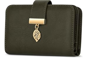 Faneam Leather Wallet for Women RFID Blocking Wallet Women's Small Purse Ladies Bifold Purse Credit Card Wallet with Lanyard, Zip Coin Pocket, 18 Card Slots, Exquisite Box