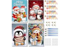 Lxmsja 4 Pack Paint by Numbers Christmas for Adults Beginner with Frame, Painting by Numbers Santa Claus for Adults on Canvas, Diy Acrylic Snowman Painting Kit Gifts for Home Wall Decor, 8x12inch