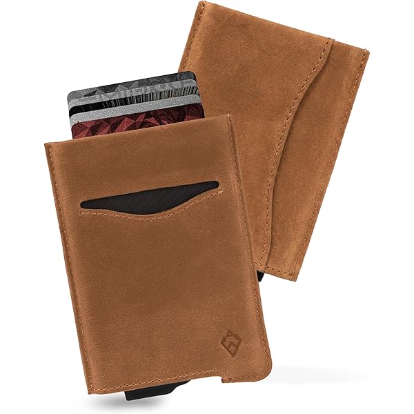 Stealth Wallet RFID Kaart Houder Portemonnee - Slimme Minimalistische Pop Up Portemonnees met Cadeaubox - Slanke Lichte Metalen Creditcardhouders voor Mannen (Zilver Aluminium, Bourgondisch Leer