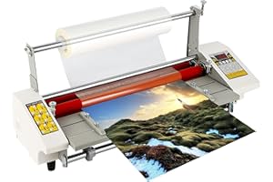 Hanchen Plastificatrice A2+ 440mm Laminatrice a Caldo e a Freddo 0-180℃ Monofacciale e Bifacciale con 4 Rulli per Foto Tessere Documenti
