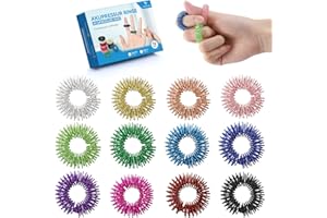 ‎YANGTSUNG YANGTSUNG Akupressur Ring, 12 Stück Fingermassagering Set für Stressabbau, Entspannung und Förderung der Durchblutung, 27 mm, Fidget Ring für Erwachsene und für kinder (Farbig)