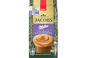 ‎JACOBS Jacobs Typ Cappuccino Choco Milka, Getränkepulver mit löslichem Bohnenkaffee, Instant Kaffee, für 25 Getränke, 400 g