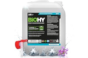BiOHY Limpiacristales profesional (Bidón de 10 litros) + Grifo de Salida | Limpiador concentrado de vidrios, para de ventanas | Limpieza optima de vidrios, ventanas y espejos (Fensterreiniger)