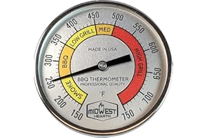 Midwest Hearth Professional Thermometer for Kamado Style Charcoal Grills (3" Dial)
