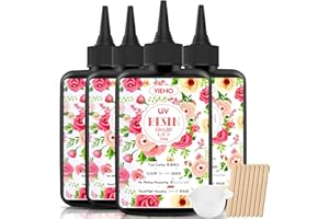 YIEHO UV Harz klar, 400g UV Resin hart Kristallklares Transparent UV Epoxidharz Resin uv für Schmuck Herstellung DIY Handwerk