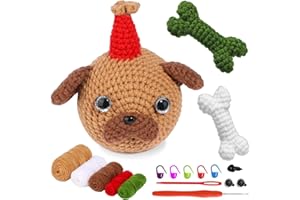 ENCHOL Beginner Crochet Kit, Cute Puppy Crochet Kit, Complete Animal Crochet Kits for Starters with Step-by-Step Video Tutorials for DIY Craft Creations