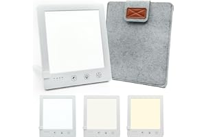 Alpenstern® Tageslichtlampe bis 10000 Lux, Lichttherapielampe zur Simulation von Tageslicht, Therapielampe daylight sad lamp, Lichtdusche inkl. Ständer, Tasche & USB-C Kabel