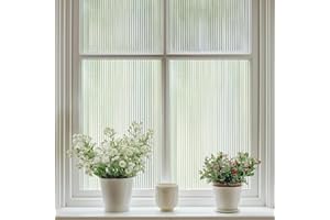 Qualsen Fensterfolie Streifen Blickdicht, Riffelglas Effekt Selbstklebend Fenster Sichtschutzfolie Non-Klebefolie Fenster Folie Sichtschutz Für Zuhause Badzimmer Büro(30x200cm)