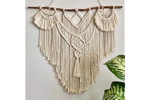 CBXSF Gran Pared Colgante Macramé Madera flotante natural Decoración de Paredes Bohemias Tapiz de Macramé Encima de la Cabecera decor de Boda de Macramé,80cm (Anchura) X 80cm (Longitud)