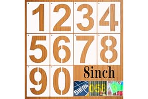 LYPER 8Inch 0 to 9 Large Number Stencils Set, 10Pcs Reusable Curb Address Number Stencils Road Sign Digital Templates for Painting DIY Mailbox Signs Road Parking Lot Door Trucks Painting Stencils